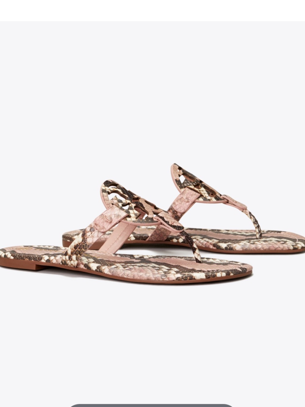 Tory Burch Miller Snake-Print Leather Thong Sandal in Pink and Brown 8.5 - Picture 3 of 15